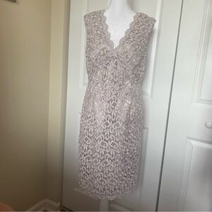 Marina V-Neck Sleeveless Cocktail Dress Taupe Size 10